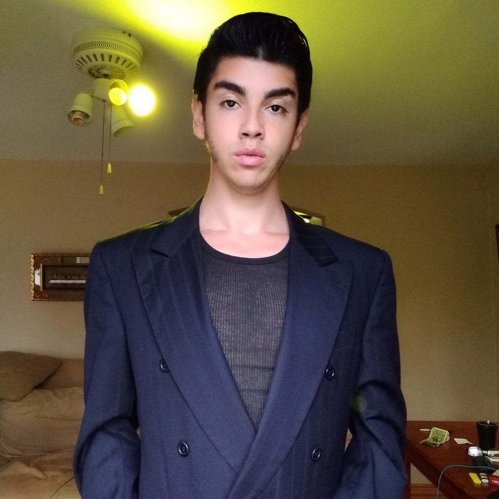 Double-breasted navy blue pinstripe Blazer